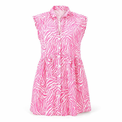 Dunnes Stores Women’s Pink Animal Print Shirt Dress Size 10
