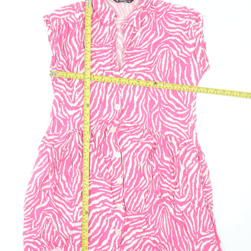 Dunnes Stores Women’s Pink Animal Print Shirt Dress Size 10