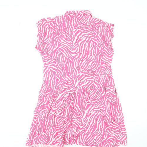 Dunnes Stores Women’s Pink Animal Print Shirt Dress Size 10