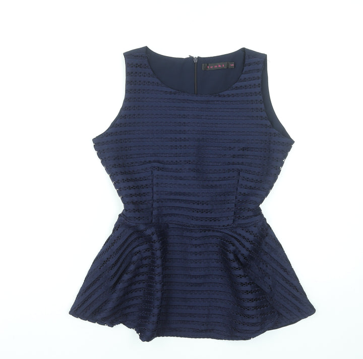 Tenki Women’s Blue Sleeveless Peplum Blouse Size S