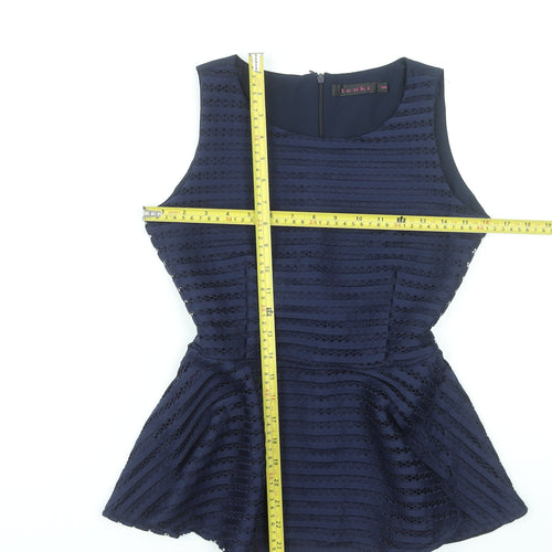 Tenki Women’s Blue Sleeveless Peplum Blouse Size S