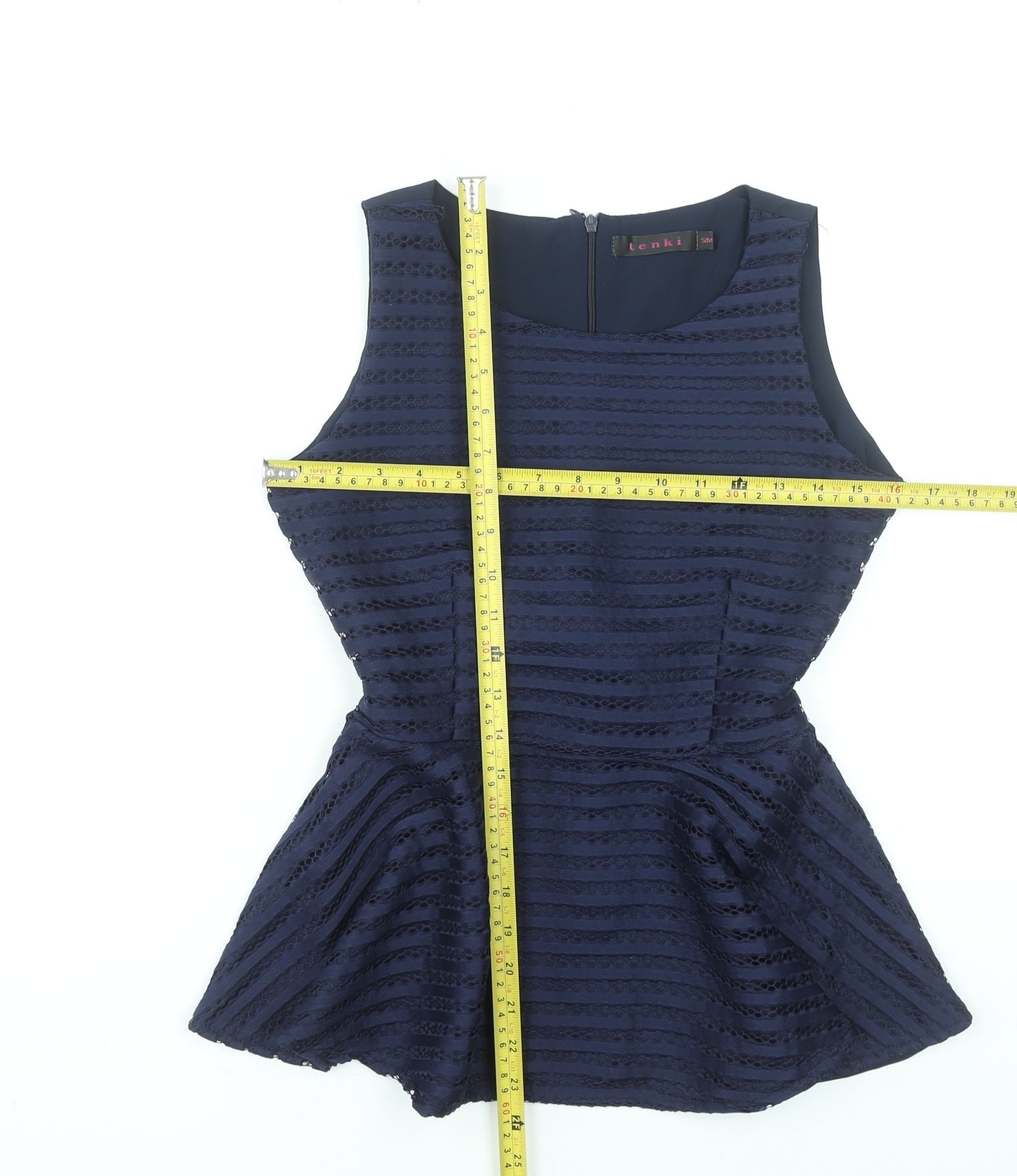 Tenki Women’s Blue Sleeveless Peplum Blouse Size S