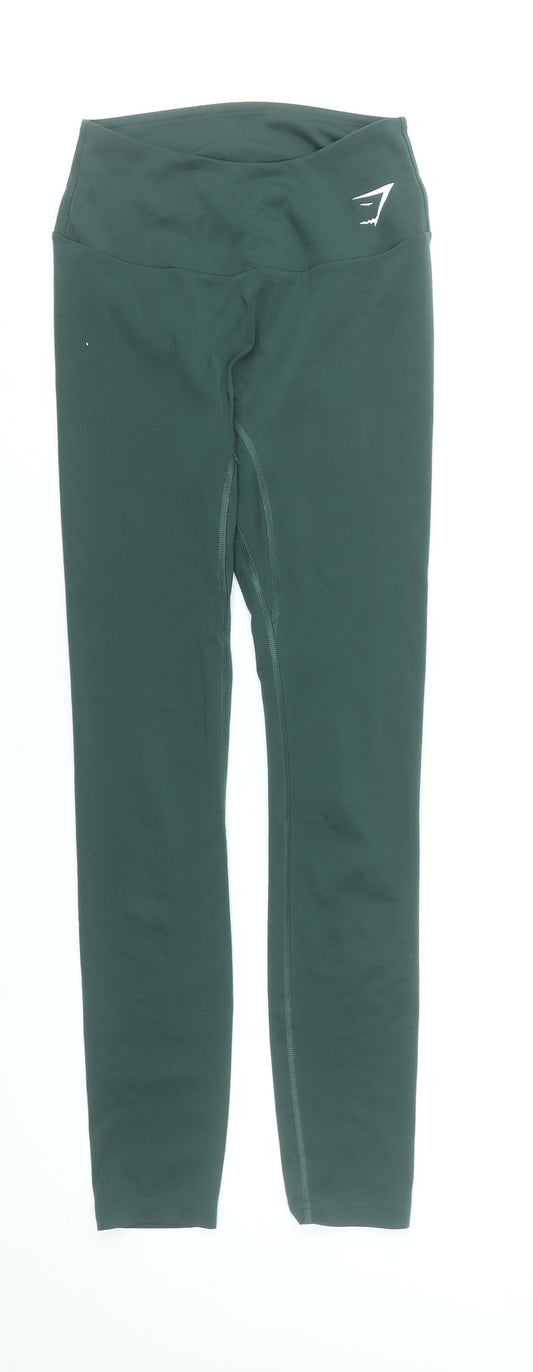 Gymshark Women Green Small Leggings High Waist Stretch Activewear