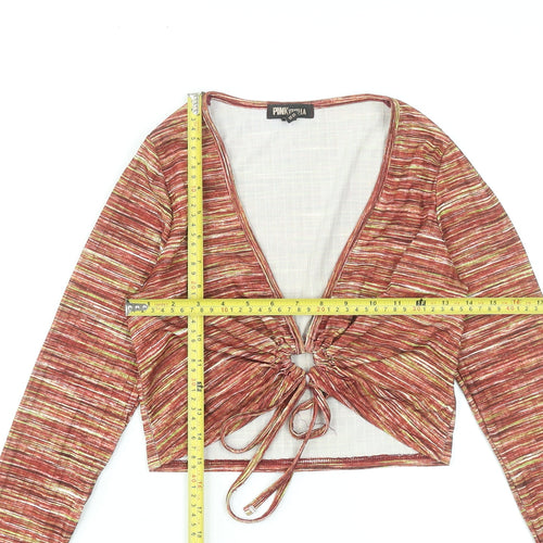 Pink Vanilla Women's Multicoloured Long Sleeve Cropped Wrap Top Size S