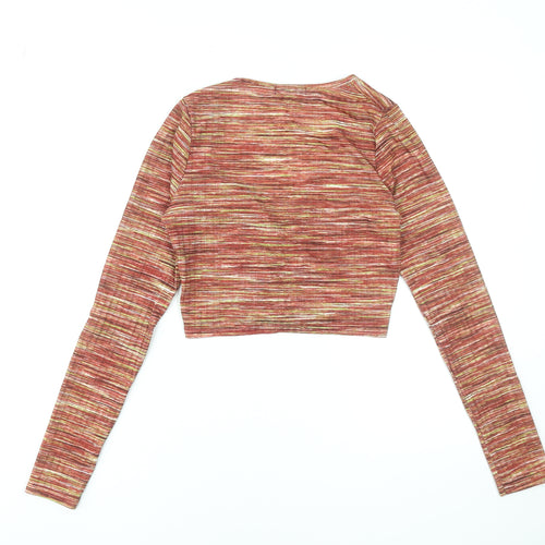 Pink Vanilla Women's Multicoloured Long Sleeve Cropped Wrap Top Size S