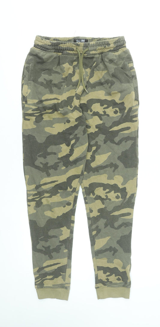 Next Boys Green Camouflage Slim Fit Jogger Trousers 15 Years Cotton Blend