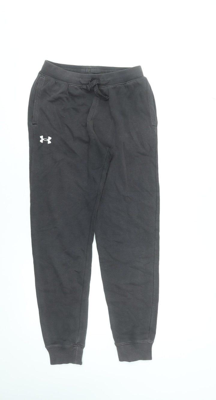 Under Armour Boys Black Fleece Jogger Trousers Size L Comfortable Activewear