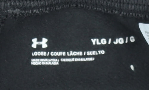 Under Armour Boys Black Fleece Jogger Trousers Size L Comfortable Activewear