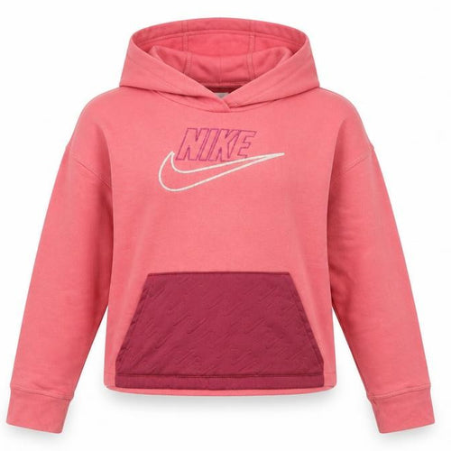 Nike Girls Pink Hooded Pullover Sweatshirt XL 156-166cm Cotton Blend