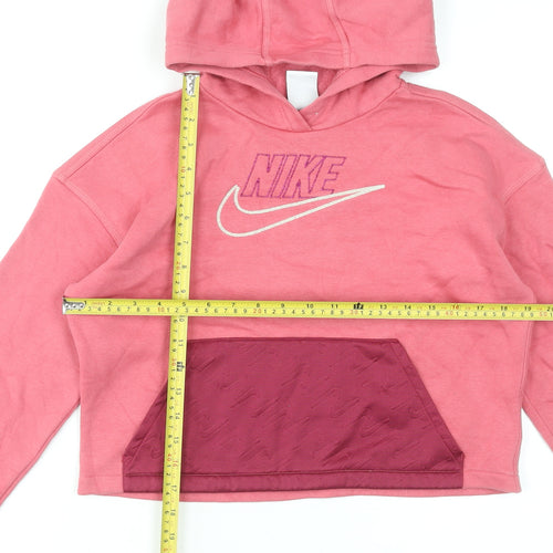 Nike Girls Pink Hooded Pullover Sweatshirt XL 156-166cm Cotton Blend
