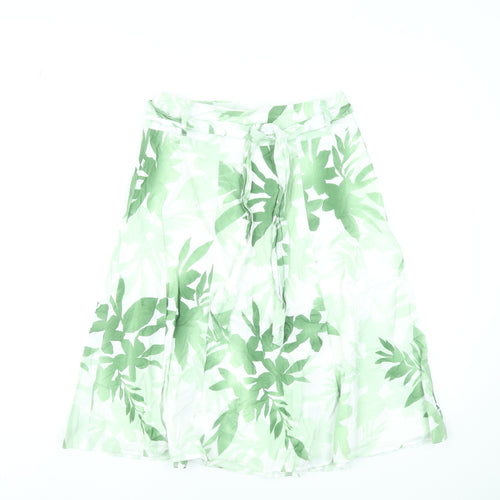 Wallis Women’s Green Tropical A-Line Cotton Skirt Size 6