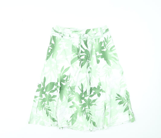 Wallis Women’s Green Tropical A-Line Cotton Skirt Size 6