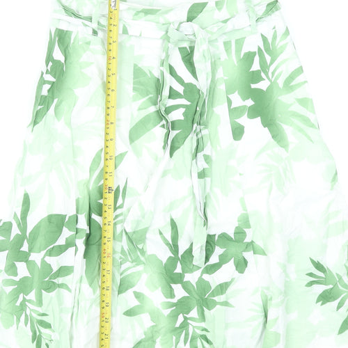 Wallis Women’s Green Tropical A-Line Cotton Skirt Size 6