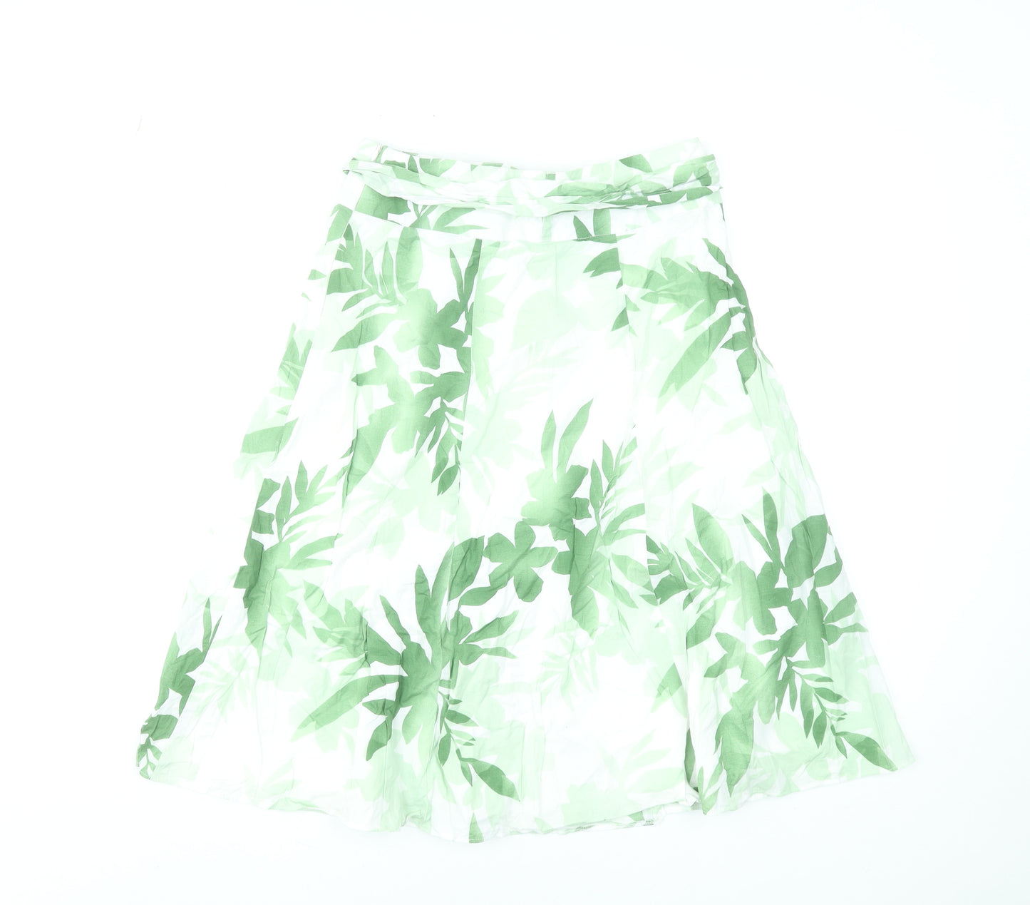 Wallis Women’s Green Tropical A-Line Cotton Skirt Size 6