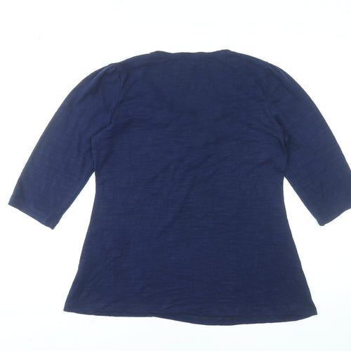 Gallery Women's Blue Size 14 Tunic Beaded 3/4 Sleeve Blouse