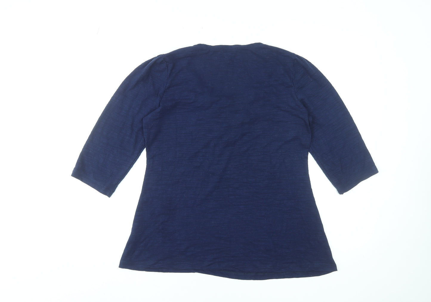 Gallery Women's Blue Size 14 Tunic Beaded 3/4 Sleeve Blouse