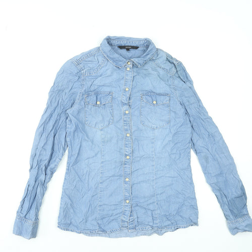 Vero Moda Women's Blue Lyocell Denim Button-Up Shirt Size S