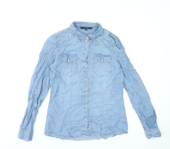 Vero Moda Women's Blue Lyocell Denim Button-Up Shirt Size S