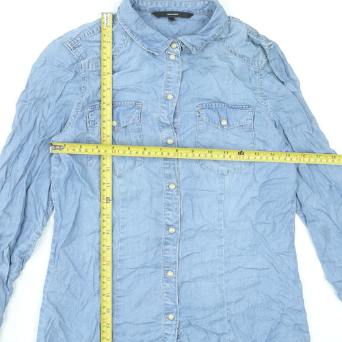 Vero Moda Women's Blue Lyocell Denim Button-Up Shirt Size S