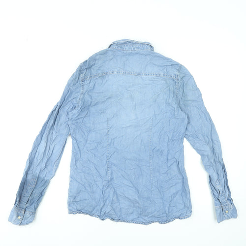 Vero Moda Women's Blue Lyocell Denim Button-Up Shirt Size S