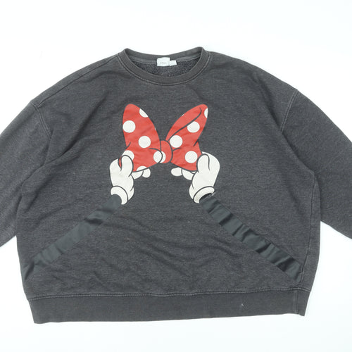 Disney Women’s Grey Minnie Mouse Bow Sweatshirt 2XL Cotton Blend