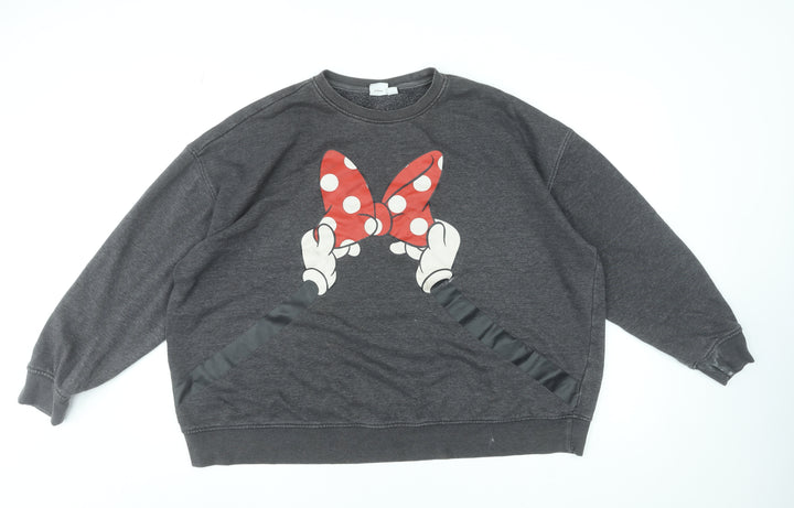 Disney Women’s Grey Minnie Mouse Bow Sweatshirt 2XL Cotton Blend