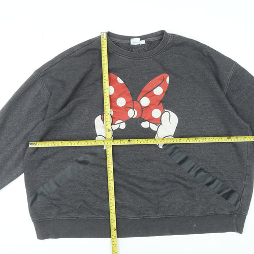 Disney Women’s Grey Minnie Mouse Bow Sweatshirt 2XL Cotton Blend