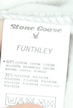 Stone Goose Women Grey Pullover Hoodie Size 2 Cotton Blend Graphic