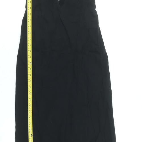 Anima Women’s Black Long Bodycon Dress Size 14 Beaded Strap V-Neck