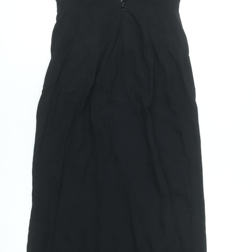 Anima Women’s Black Long Bodycon Dress Size 14 Beaded Strap V-Neck