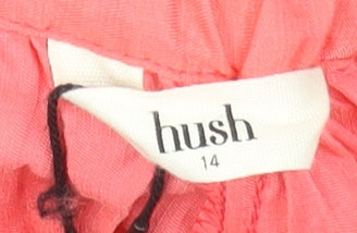 Hush Womens Pink Pleated Midi Skirt Size 14 Elastic Waist