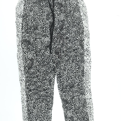 Marks and Spencer Womens Black White Animal Print Viscose Joggers Size 10