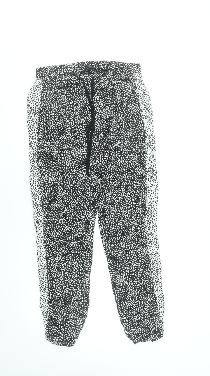 Marks and Spencer Womens Black White Animal Print Viscose Joggers Size 10
