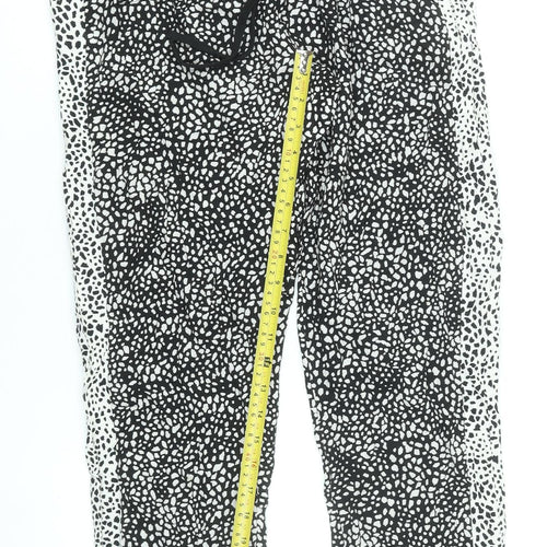 Marks and Spencer Womens Black White Animal Print Viscose Joggers Size 10