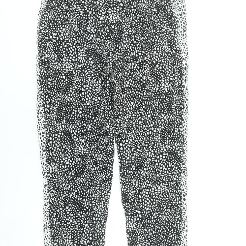 Marks and Spencer Womens Black White Animal Print Viscose Joggers Size 10