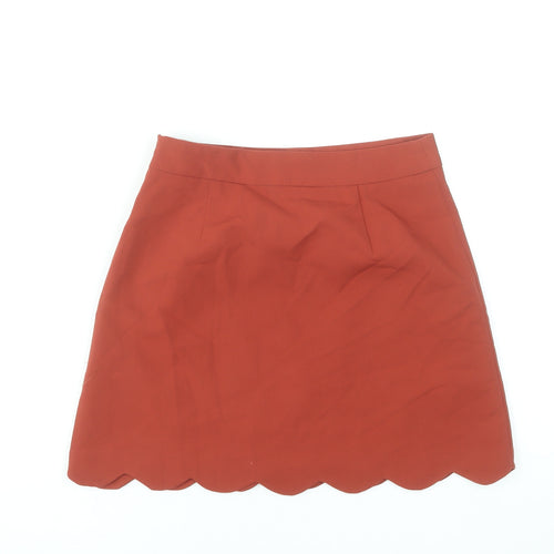 ASOS Women’s Orange A-Line Short Skirt Size 8 Lined Scallop Hem