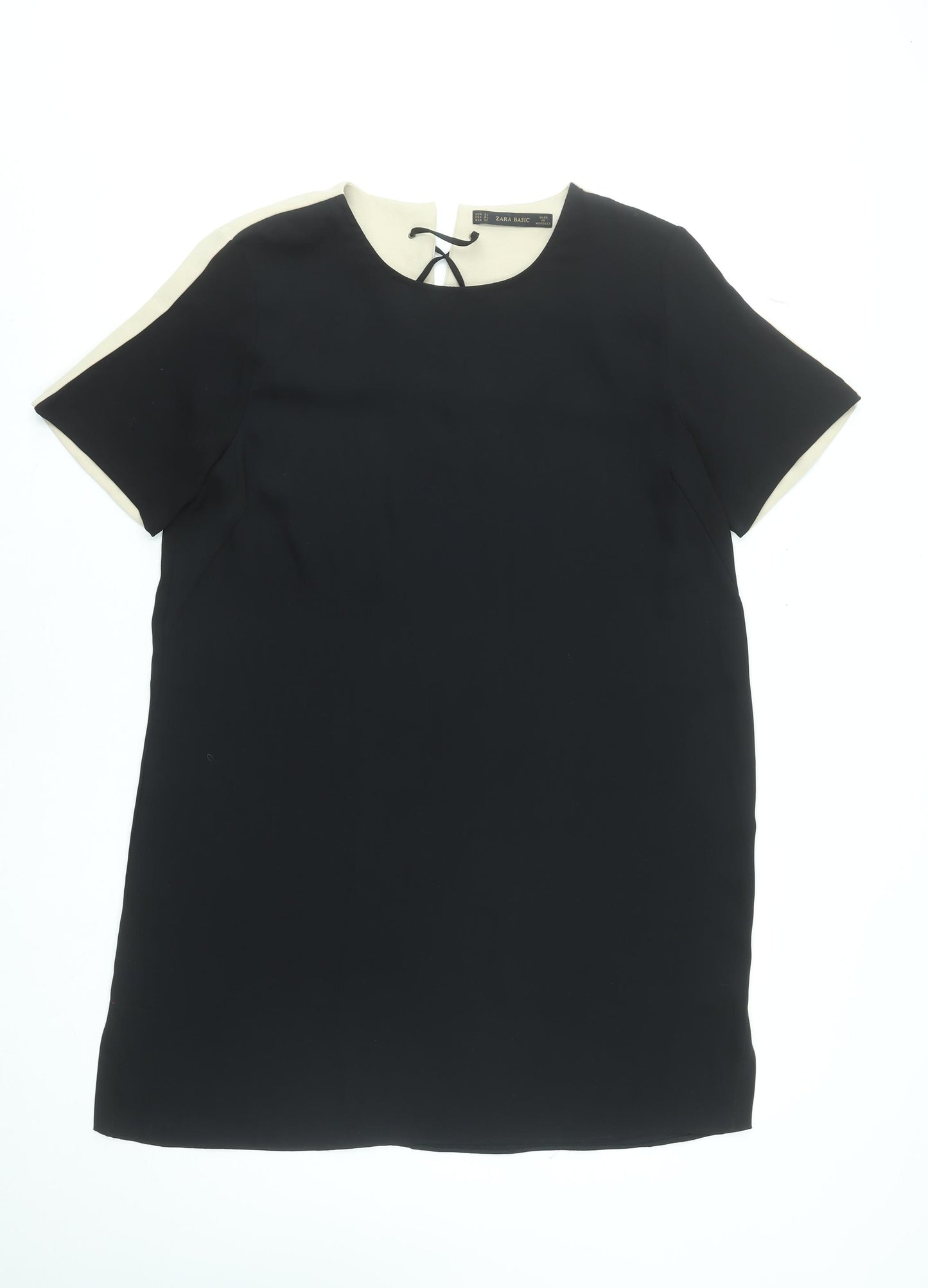Zara Women Black Colourblock Shift Dress Size 16 Short Sleeve
