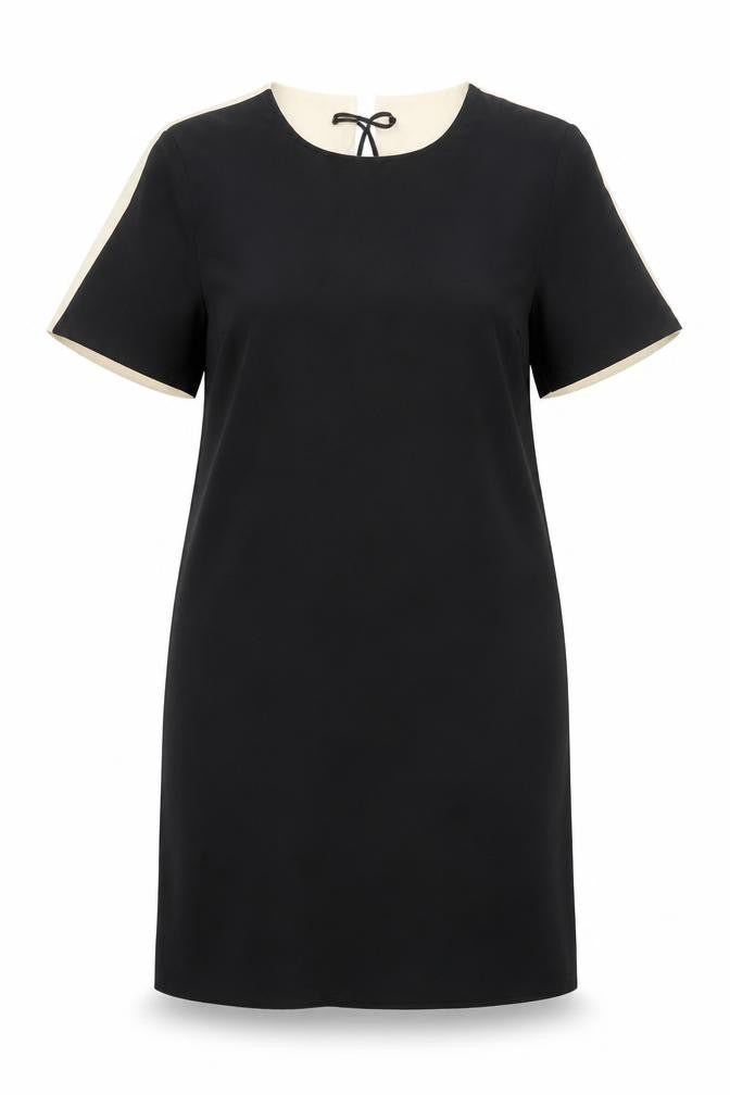 Zara Women Black Colourblock Shift Dress Size 16 Short Sleeve