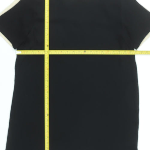 Zara Women Black Colourblock Shift Dress Size 16 Short Sleeve