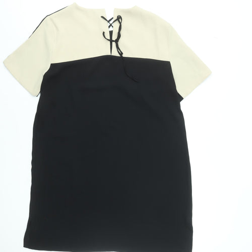 Zara Women Black Colourblock Shift Dress Size 16 Short Sleeve