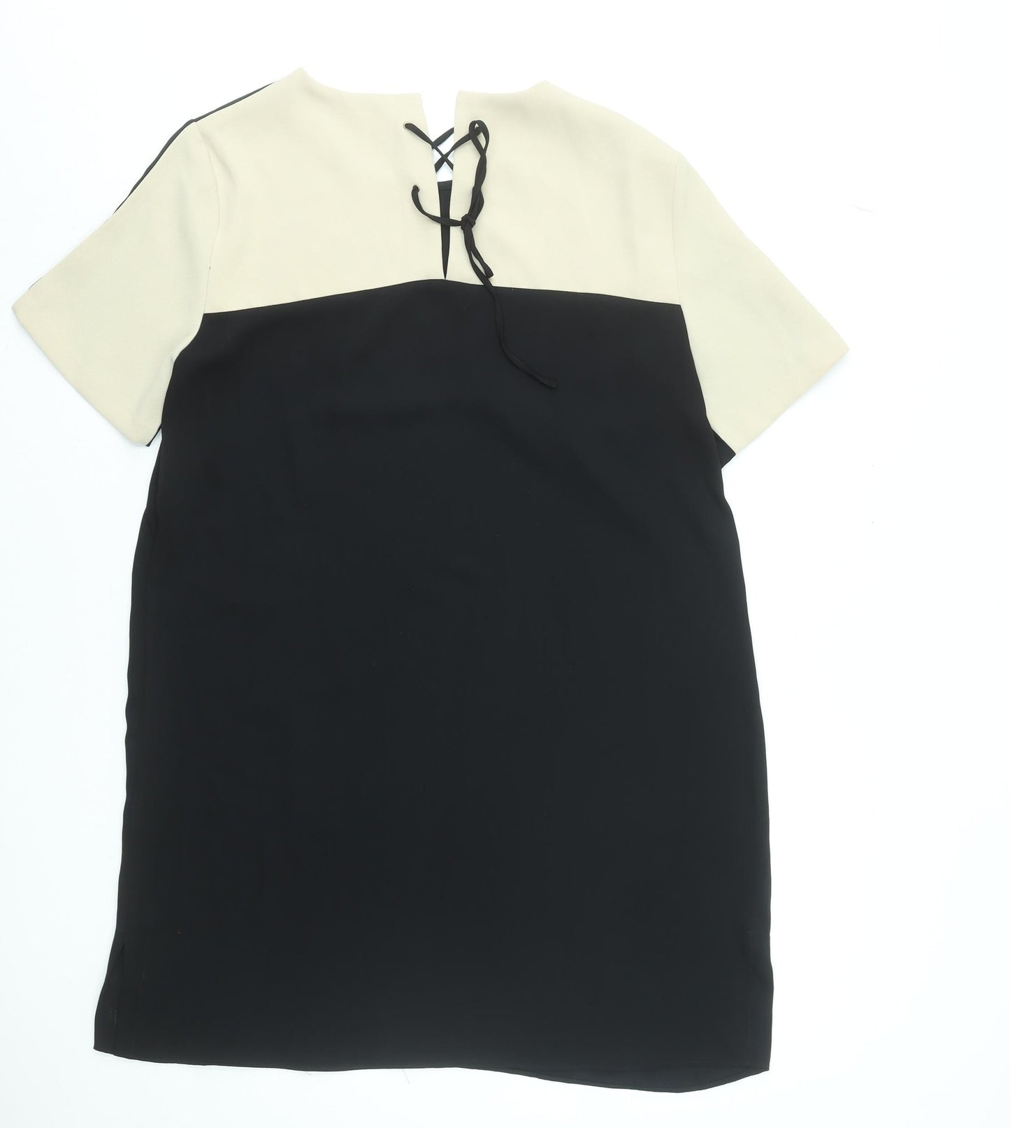 Zara Women Black Colourblock Shift Dress Size 16 Short Sleeve