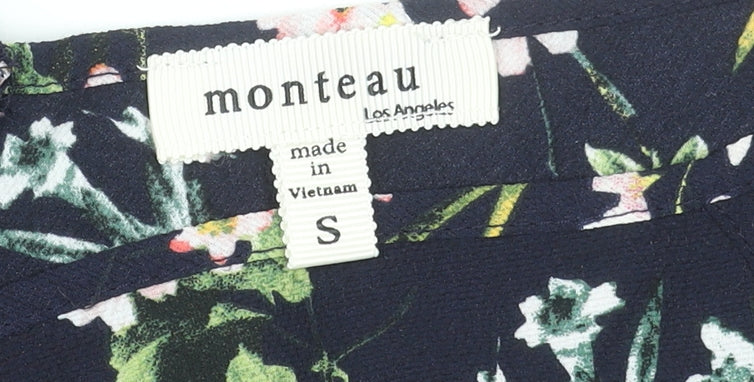 Monteau Women's Floral Wrap Cold Shoulder Blouse Multicoloured S