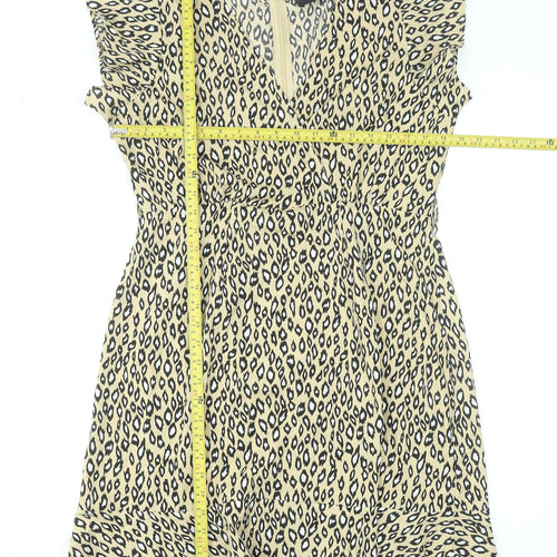 AX Paris Womens Beige Animal Print Wrap Short Dress Size 12
