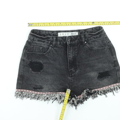 Denim Co. Women’s Black Cut-Off Fringe Denim Shorts Size 10