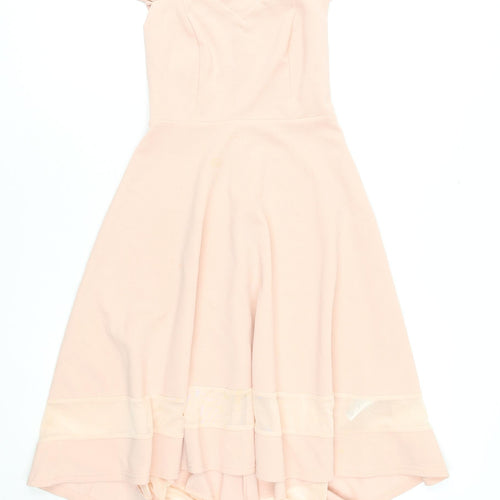 New Look Women’s Beige Off Shoulder Fit & Flare Hi-Low Dress Size 6