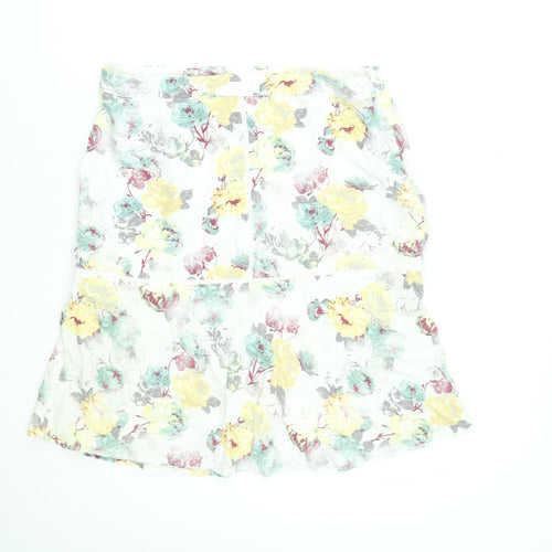 Next Womens Floral A-Line Linen Blend Midi Skirt Size 14 Multicoloured