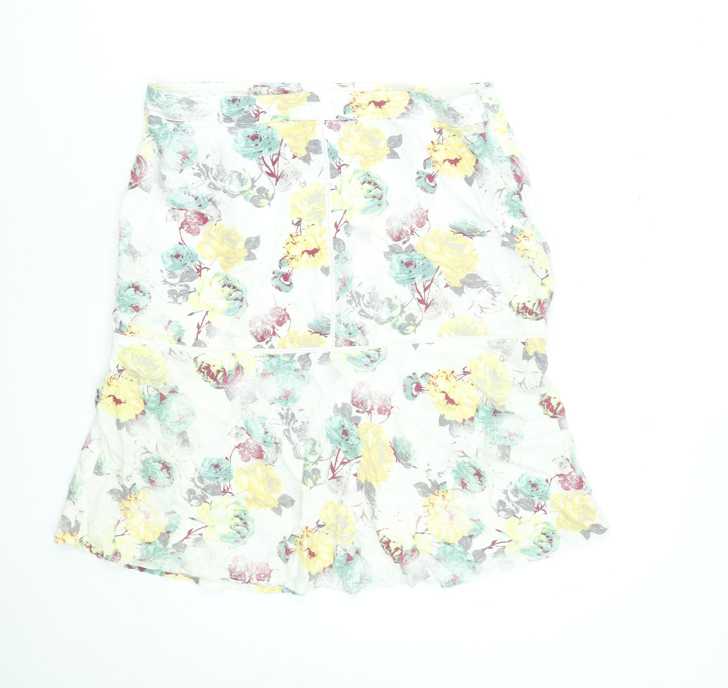 Next Womens Floral A-Line Linen Blend Midi Skirt Size 14 Multicoloured