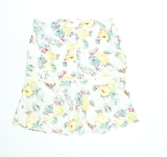 Next Womens Floral A-Line Linen Blend Midi Skirt Size 14 Multicoloured