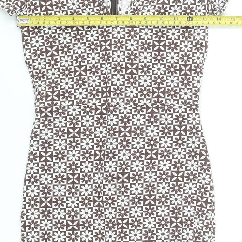 H&M Divided Women’s Brown Floral Stretch Jersey Playsuit Size S