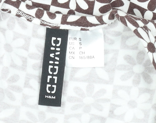 H&M Divided Women’s Brown Floral Stretch Jersey Playsuit Size S